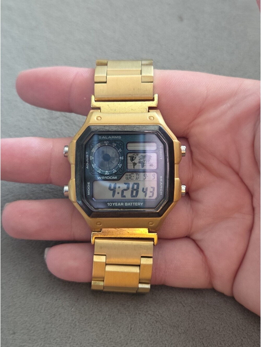 Casio AE1200WH Series Men’s Digital Watch 100M WR Metal Band Orange Backlight!